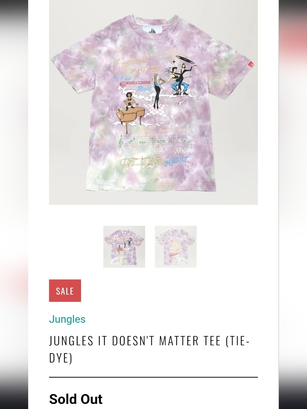 Jungles Men's It Doesn't Matter Graphic Tie-Dye T-Shirt Multicolor Crew Neck SM